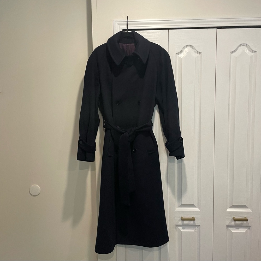 Vintage Forstman John Weitz Navy Coat Wool Blend, Made in USA Acetate Lined